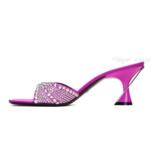 NEW GUCCI Galactica Crystal Embellished Pink Slide Sandals Heels Size EU 37 US 7 - Picture 6 of 16